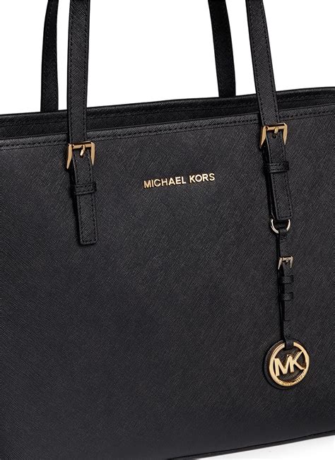 michael kors jet set travel saffiano leather satchel handbag black|MICHAEL Michael Kors Jet Set Travel Saffiano Leather .